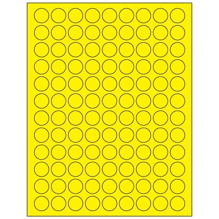 Bsc Preferred 3/4'' Fluorescent Yellow Circle Laser Labels, 10800PK BUY00021905